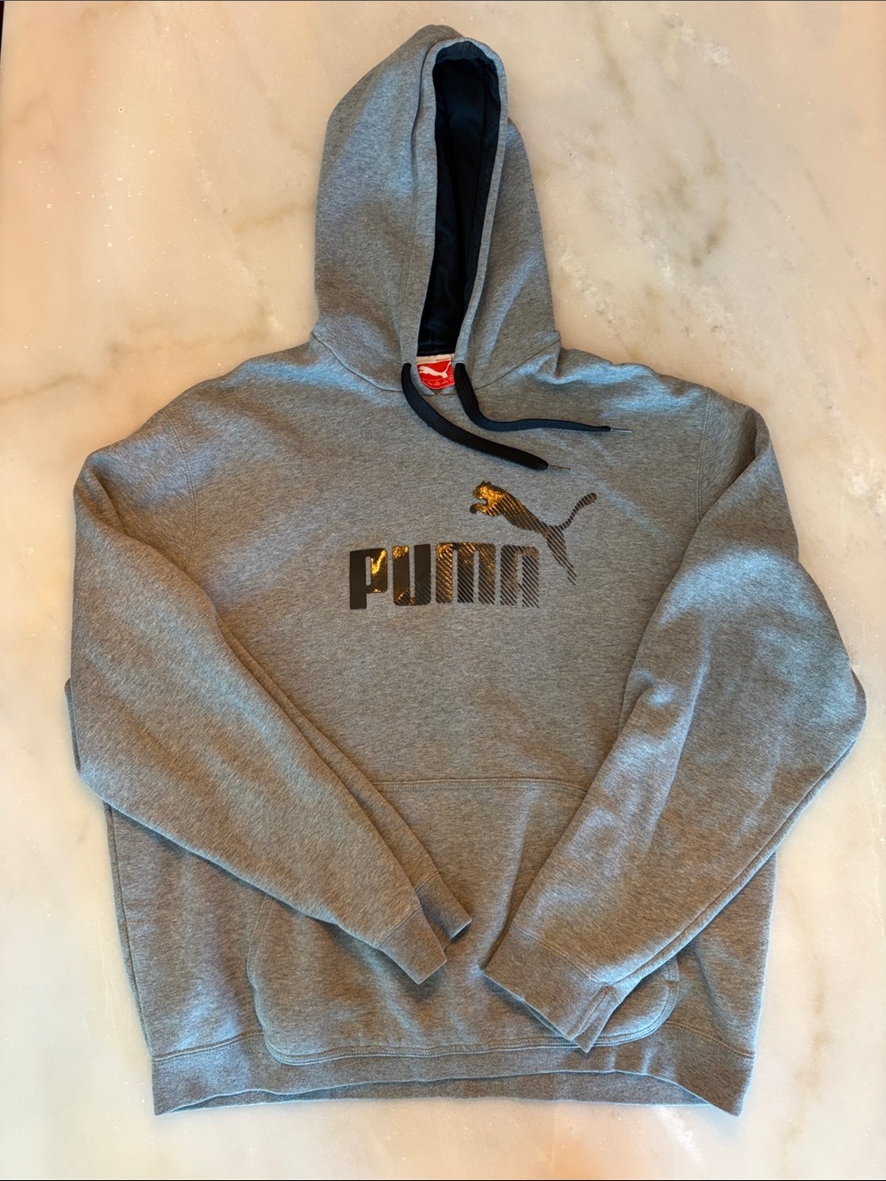 Puma Gray Pullover Hoodie with Black Logo